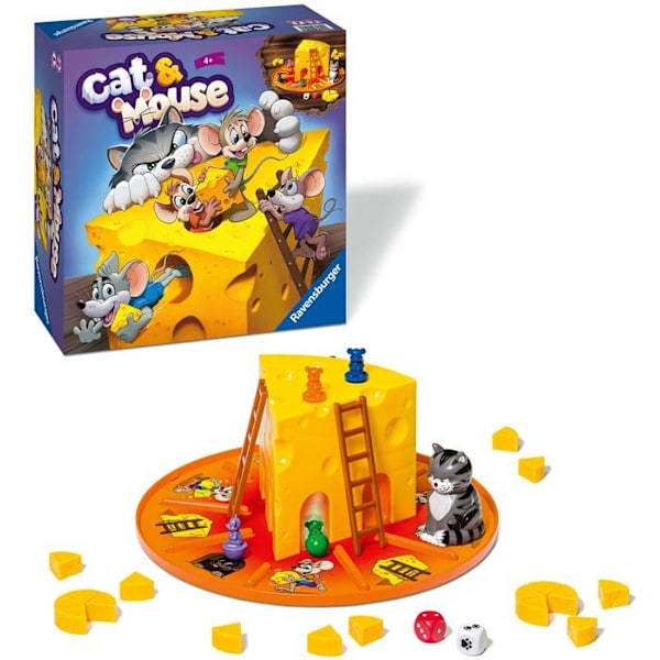 Ravensburger - 24558 - Brädspel Katt och Mus för Barn från 4 År - 2 till 4 Spelare - Gåvor för Barn