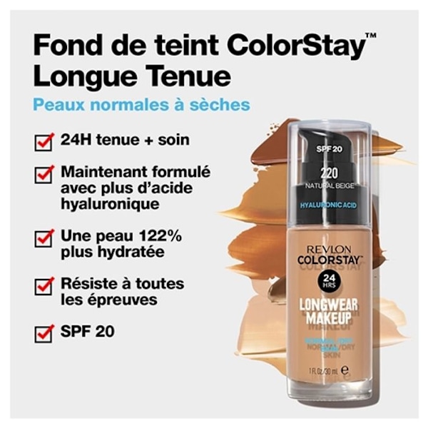 Foundation - REVLON - Colorstay - N°330 Natural Tan - 30ml - Torr hud - SPF inkluderad Beige