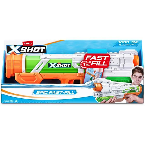Vandpistol - ZURU - X-SHOT Epic Fast-Fill - Hurtig påfyldning - Rækkevidde 10 m - Beholder 1,5 L