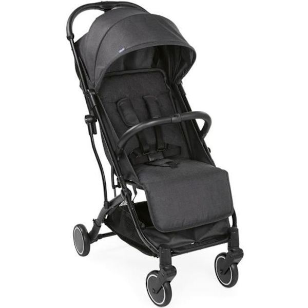 CHICCO Trolley Me - Kompakt sammenklappelig klapvogn - Fra 0 til 15 kg - Sikkerhedsstang - Sort Sten
