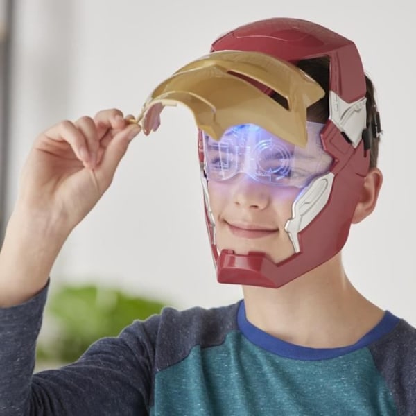 Elektronisk Iron Man-mask med rörligt visir, med ljuseffekter, För barn att klä ut sig till sin favorithjälte, Från 5 Flerfärgad