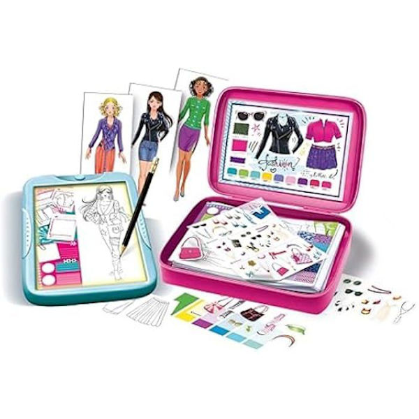Clementoni Idé-modedesigner, ljusbräda, klädeset, kreativt spel för tjej 6 år, flerfärgad, stativ mångfärgad