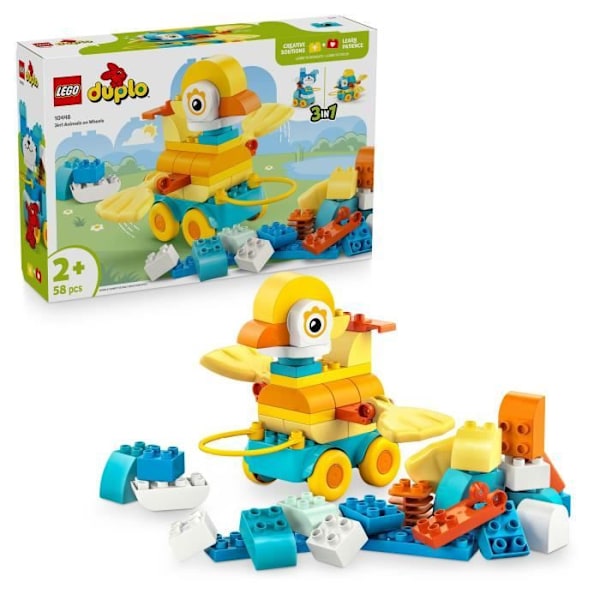 LEGO DUPLO Min By 10448 Dyr På Ruller 3-I-1 - Byggelegøj For Børn Fra 2 År - Hund Flerfärgad
