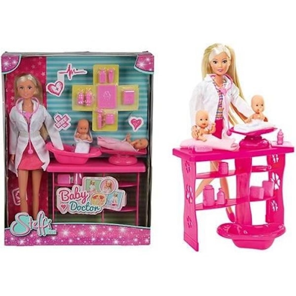 STEFFI LOVE lastenlääkäri nukke 29cm + 2 vauvaa ja tarvikkeet -