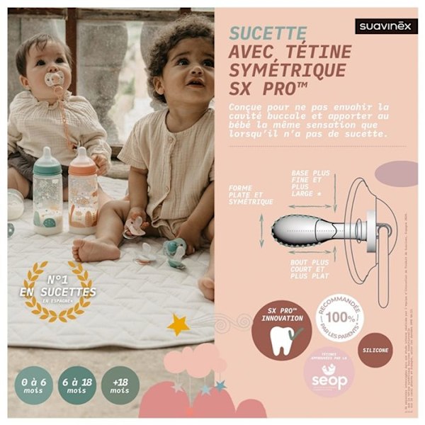 -Suavinex 2 Nappar SX Pro 0-6 Månader (Modell: Rosa)