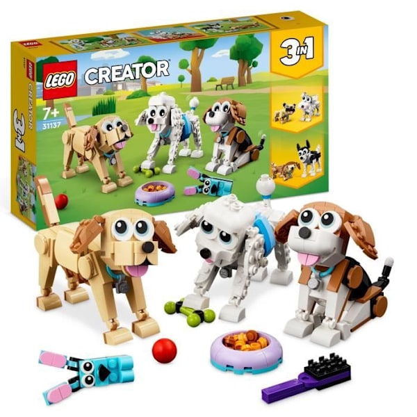 LEGO® Creator 3-i-1 31137 Bedårande hundar, tax, mops, pudelminifigurer, barn från 7 år Flerfärgad