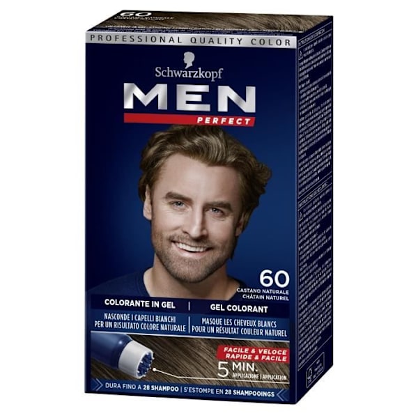 SCHWARZKOPF - Men Perfect - Anti-White Hårfärgningsgel för män - Herrhårfärg - Naturlig brun 60 naturlig brun