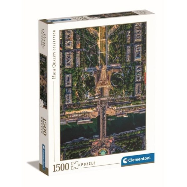 Clementoni - 1500p Flight over Paris - 59,2 x 84,3 cm - Med affisch Flerfärgad