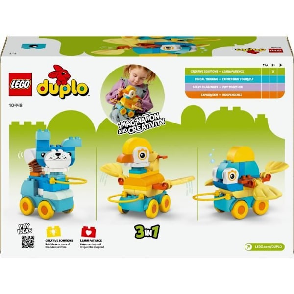 LEGO DUPLO Min By 10448 Dyr På Ruller 3-I-1 - Byggelegøj For Børn Fra 2 År - Hund Flerfärgad