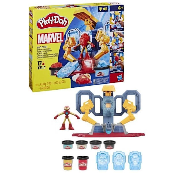 Play-Doh Iron Man Armor Factory, set med Iron Man-figur och modelllera, från 4 år, Marvel Flerfärgad