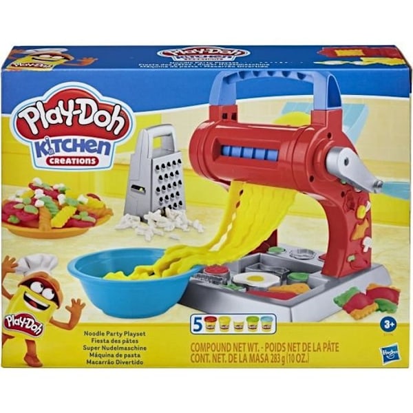 Play-Doh The Pasta Factory, 5 farver ugiftig Play-Doh-dej, køkkenkreationer, fra 3 år og opefter Gul