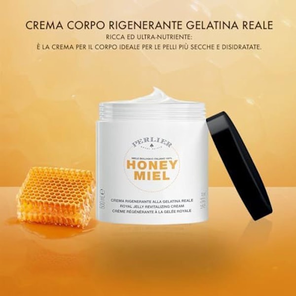Honung Regenererande Crème - PERLIER - 500 ML - Fuktgivande - Närande - Reparativ