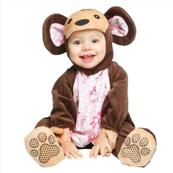 Baby Costume - Not specified - Little Bee Panda - Brown with pink patterns - Size 1-2 years - 3 pieces Brun med rosamönster