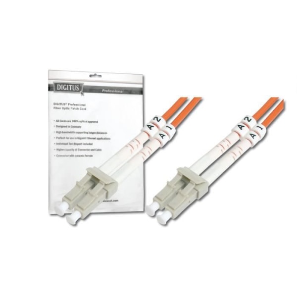 Duplex fiberoptisk kabel 62,5/125 OM1 LC LC Orange 3 m.
