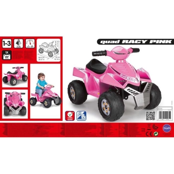 Racy 6V elektrisk fyrhjuling - rosa - FEBER Racy Pink