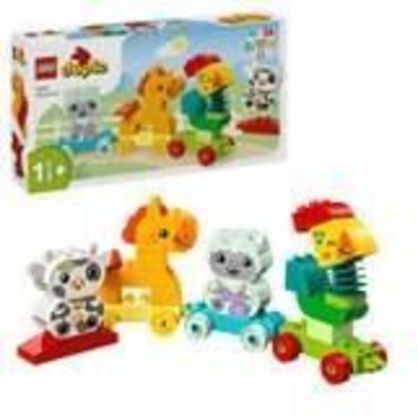LEGO® 10412 DUPLO Mitt första djurtåg, leksak på hjul för barn, kreativa djur att bygga