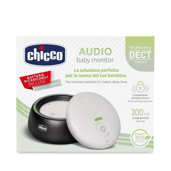 Audio DECT babyalarm - CHICCO - Hvid - 10 lydniveauer - Nulemissionsbølger sort