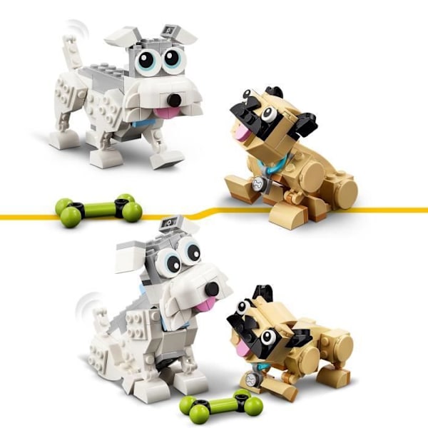 LEGO® Creator 3-i-1 31137 yndige hunde, gravhund, mops, puddelminifigurer, børn fra 7 år og opefter Flerfärgad