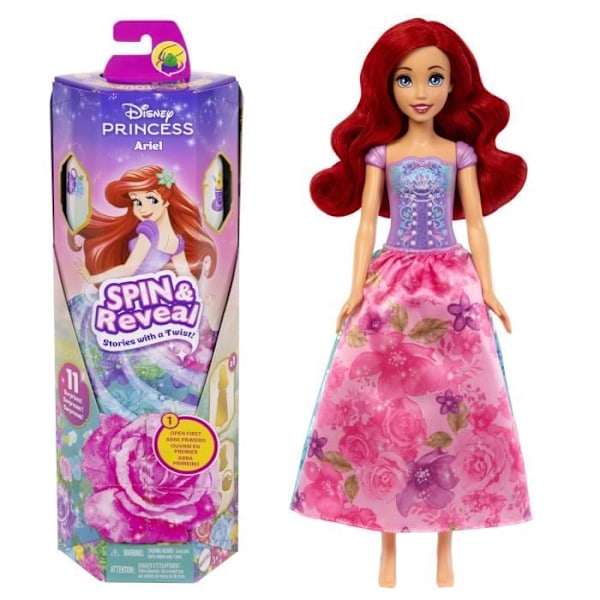 Pyöritä ja paljasta Ariel Mattel Disneyn prinsessanukke ja 11 yllätystä HTV88 Flerfärgad