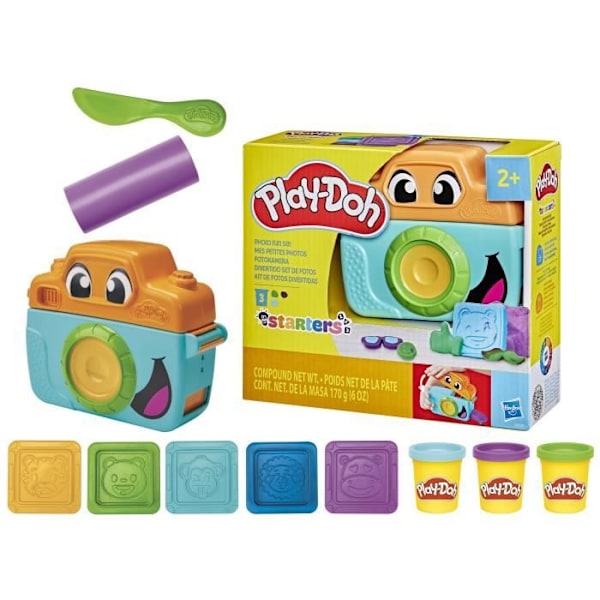 Play-Doh Minikuvat Starters, muovailumassa, leikkikamera, 7 lisävarustetta ja aktiviteettimatto, alkaen 2 vuotta Flerfärgad