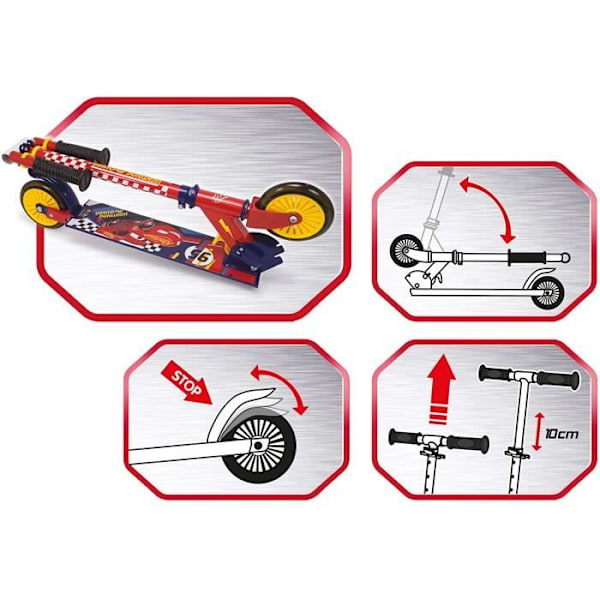 Smoby - Bilar - Fällbar 2-hjulig skoter - Metallstruktur - Skoter med justerbart styre Röd