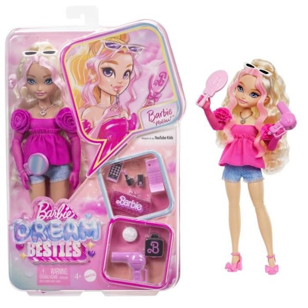 BARBIE Dream Team “Malibu” - Docka och 8 tillbehör - Barbie - HYC21 Flerfärgad