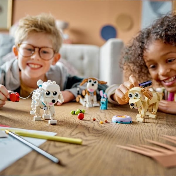 LEGO® Creator 3-in-1 31137 ihastuttavat koirat, mäyräkoira, mopsi, villakoiran minihahmot, 7-vuotiaat ja sitä vanhemmat lapset Flerfärgad