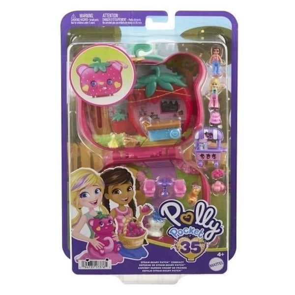 Polly Pocket-Ourson Fraise-Coffret og figurer, rejselegetøj HRD35 Flerfärgad