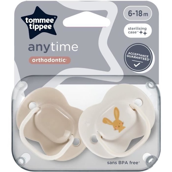 Sutter - TOMMEE TIPPEE - ANYTIME - 6-18 måneder - Sæt med 2 symmetrisk sutteflasker uden BPA - Genanvendelig steriliseringshætte grönt och blått