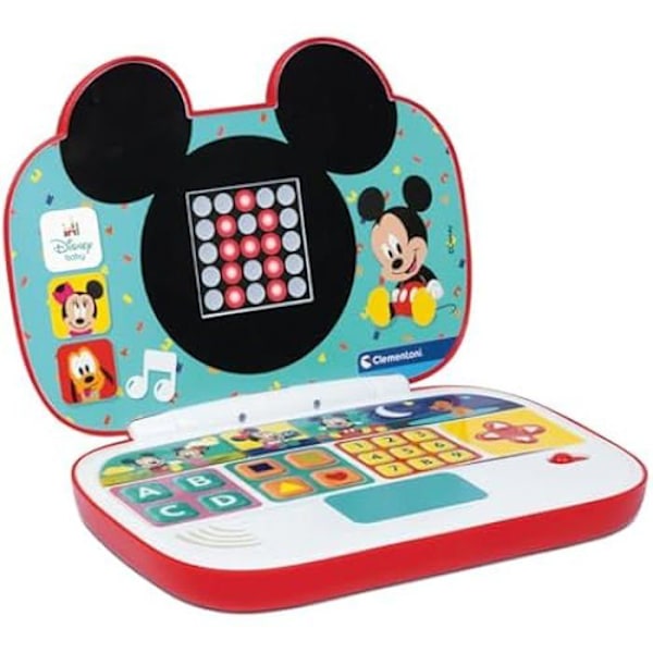 Clementoni - Disney Baby Mickey-Min første bærbare computer, elektronisk pædagogisk computercenter, bærbar, aktiviteter italienska