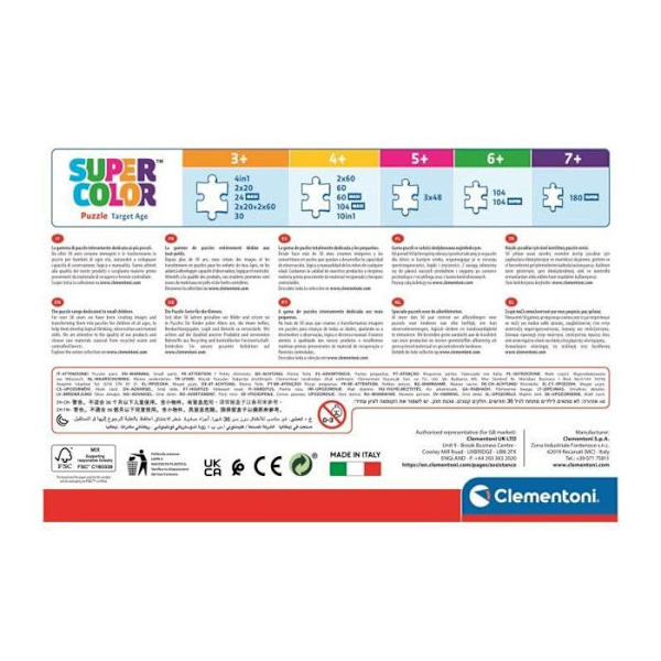 CLEMENTONI SUPERCOLOR 4 I 1-JURASSIC WORLD PROGRESSIVES (12, 16, 20, 2 Flerfärgad