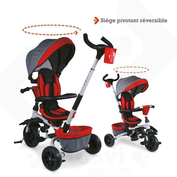 MONDO On & Go Moovi Explore foldbar evolutiv trehjulet cykel - Rød Grå och röd