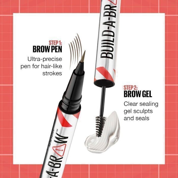 2 in 1 kulmakynä geelillä Maybelline New York - Ash Brown 259 - Vedenpitävä ja pitkäkestoinen Ask brun