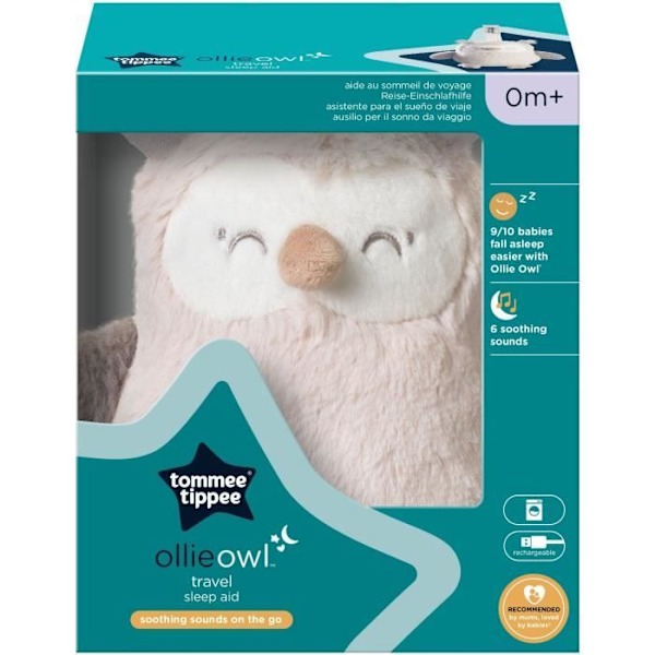 Mini Plys legetøj - TOMMEE TIPPEE - Ollie The Owl - Rejsesøvn - 6 lyde - USB genopladelig - Kan maskinvaskes Mång