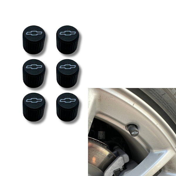 6x Bilhjul Däckventilkåpor Däckfälgstamskydd för Chevrolet Svart