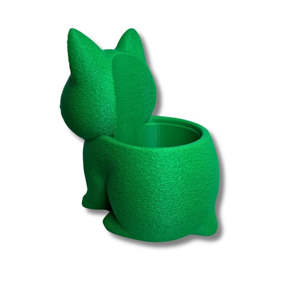 Söt katt mini planteringskruka Grön M