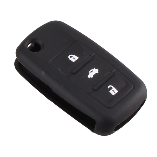 Silicone 3 buttons car key case black for Volkswagen Skoda Svart one size