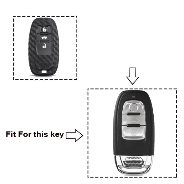 Bilnyckelfodral i kolfiber silikon med 3 knappar till Audi Svart one size