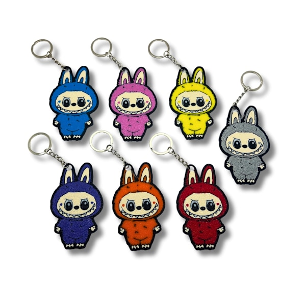2x Random Labubu Monster Macaron nyckelring multifärg