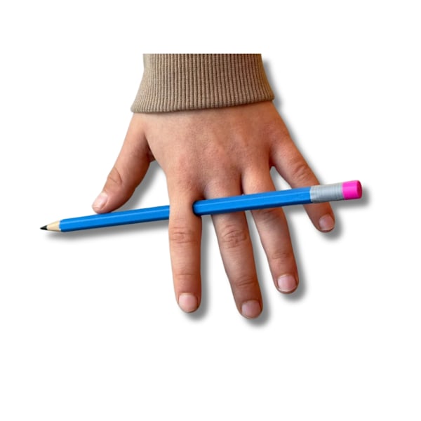Penna genom finger skämt Blå one size