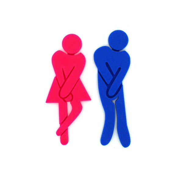 Toalettdörr/väggskylt par Herrar och damer Blå one size
