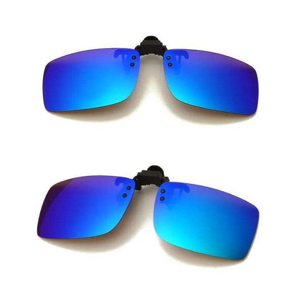 Flexibel UV-polariserad dag-nattklämma på solglasögon Blue one size