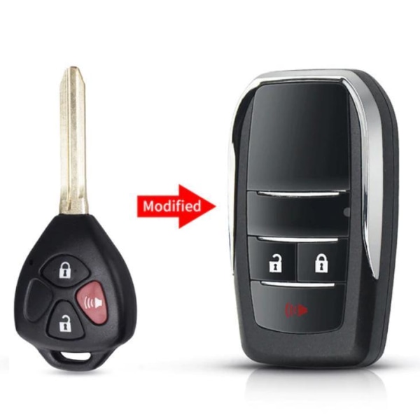 Modifierad 2/3/4 -knappens fjärrnyckel för Toyota Corolla Rav4 Black 2+1 buttons