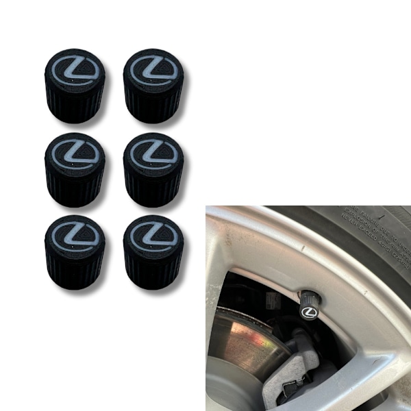6x Bilhjul Däckventilkåpor Däckfälgstamskydd för Lexus Svart