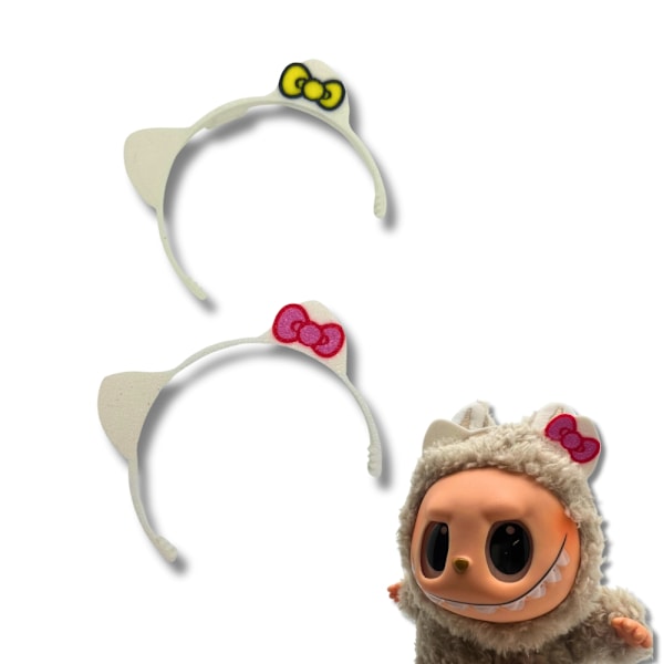2-pack Hello Kitty-hårbandstillbehör till Labubu Vit M