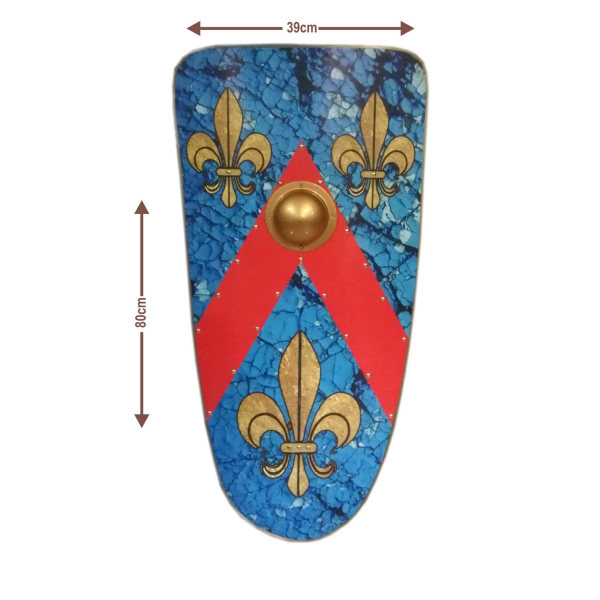 Trä Medeltida fleur de lis Viking Shield SWE136 multifärg one size