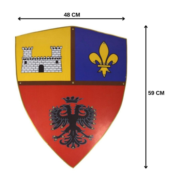 Trä medeltida dubbelhövdad heraldisk örnsköld SWE173 multifärg one size