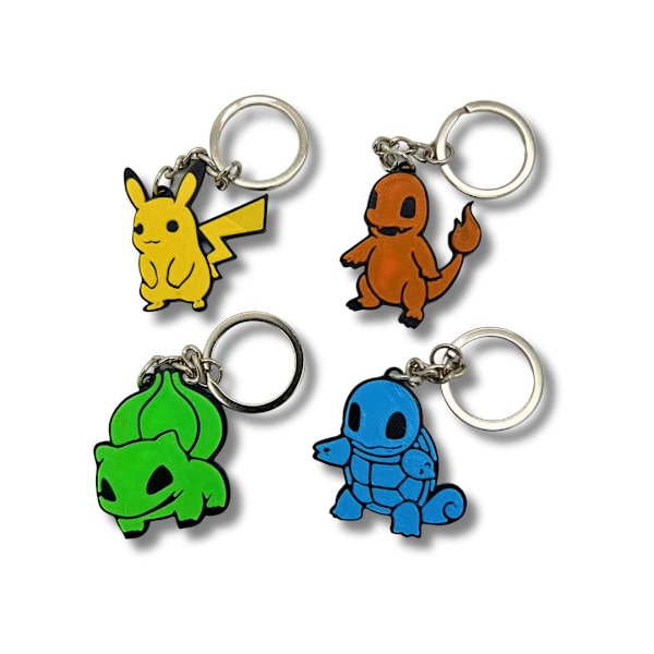 Pokemon Pikachu Charmander Squirtle Bulbasaur nyckelring Grön S