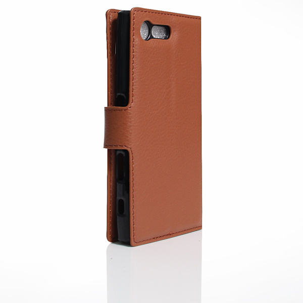 Xperia Z5 premium fodral plånbok leeche case brun Brun