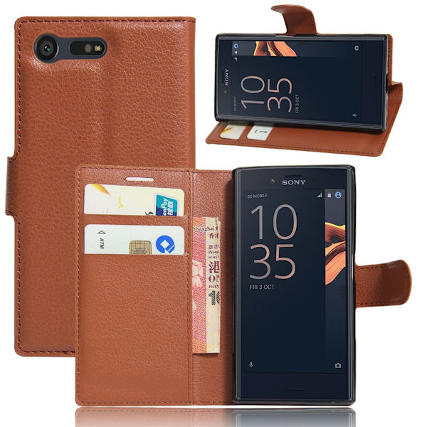 Xperia XA fodral plånbok leeche case brun Brun